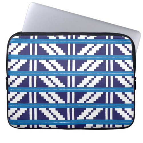 Blue and white Latvian Latgale Ethnic Folk art Laptop Sleeve