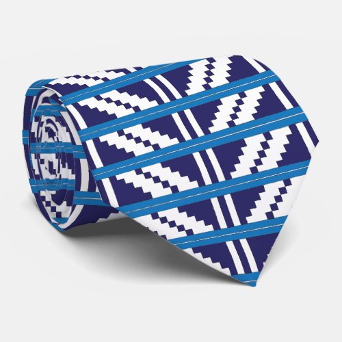 Blue and white Latvian Latgale Ethnic Folk art Neck Tie