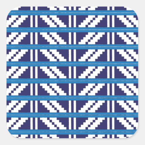 Blue and white Latvian Latgale Ethnic Folk art Square Sticker