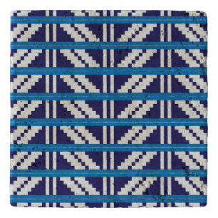 Blue and white Latvian Latgale Ethnic Folk art Trivet