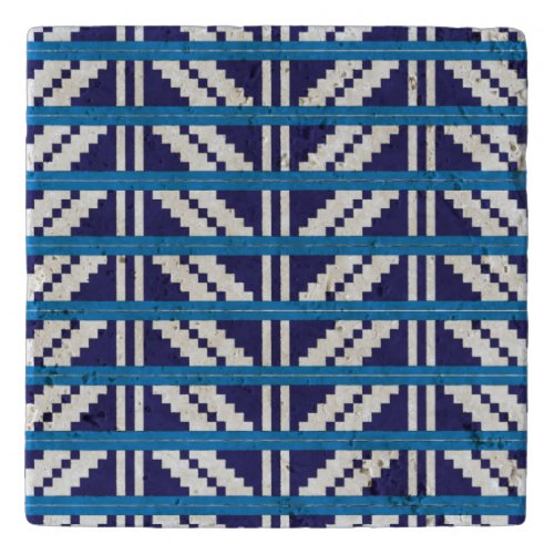 Blue and white Latvian Latgale Ethnic Folk art Trivet