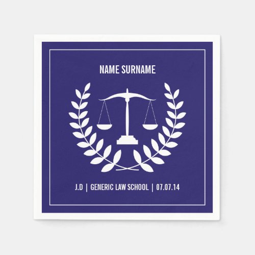 Blue and White Law School Graduation Paper Napkins