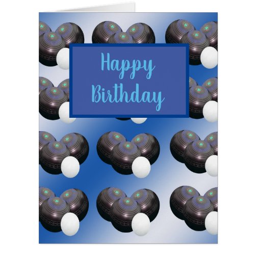 Blue And White Lawn Bowls  Birthday Card