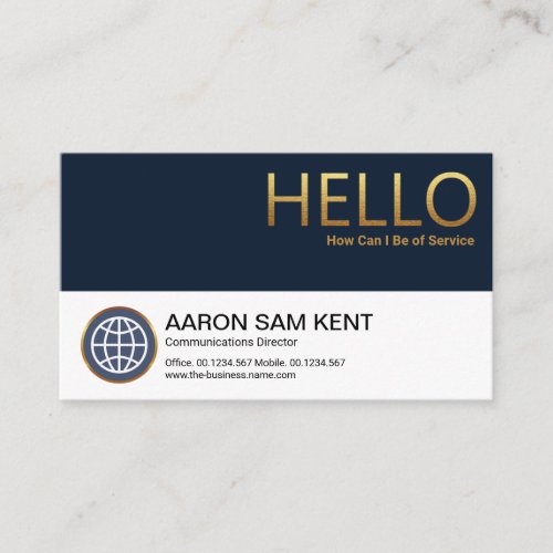 Blue And White Layers Gold Hello Founder CEO Business Card