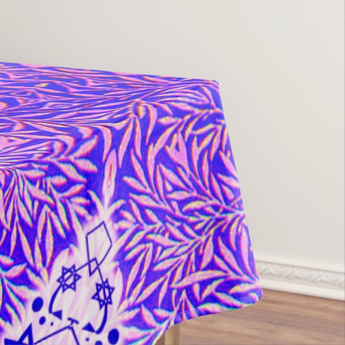 Blue and White Leafy Star of David Border Tablecloth