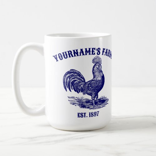 Blue and White Leghorn Rooster Coffee Mug