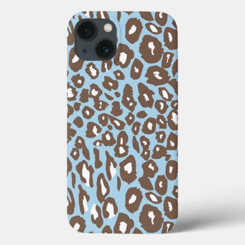 Blue and White Leopard Print iPhone 13 Case