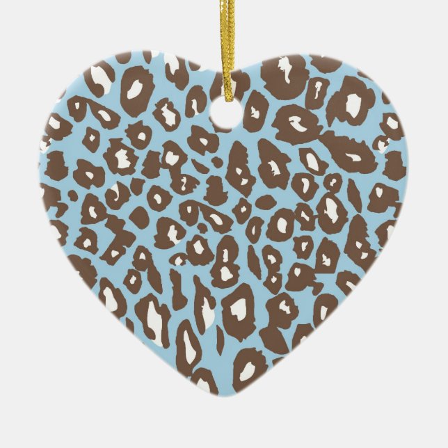 Blue and White Leopard Print Ceramic Ornament (Front)