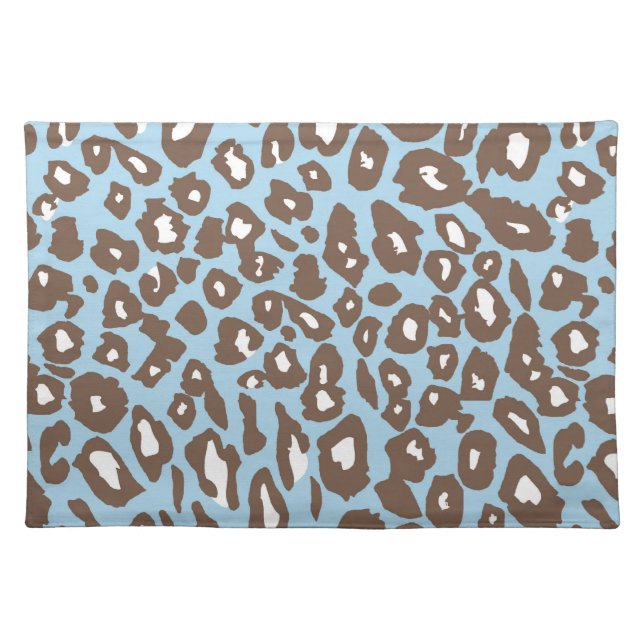 Blue and White Leopard Print Cloth Placemat (Front)