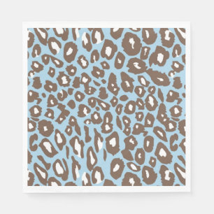 Blue and White Leopard Print Napkins