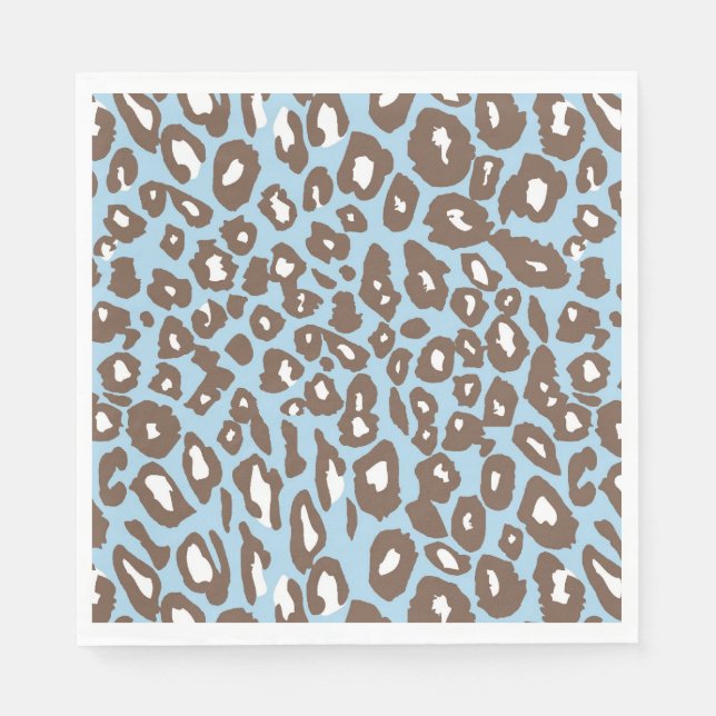 Blue and White Leopard Print Napkins (Front)