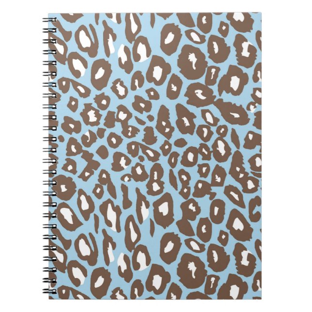 Blue and White Leopard Print Notebook (Front)