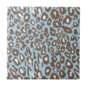 Blue and White Leopard Print Tile