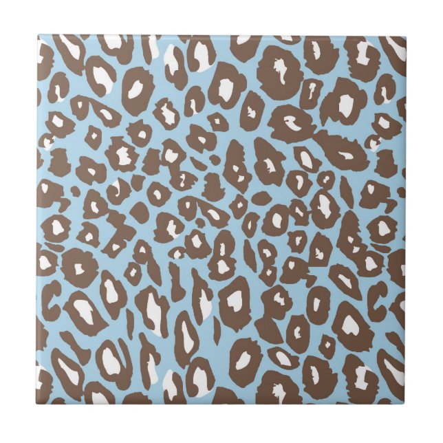 Blue and White Leopard Print Tile (Front)
