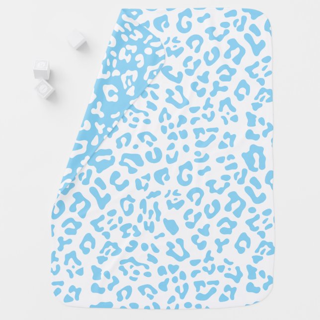 Blue and White Leopard Spot Baby Blanket (In Situ)