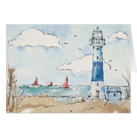 Blue and White Lighthouse Cards (Front Horizontal)