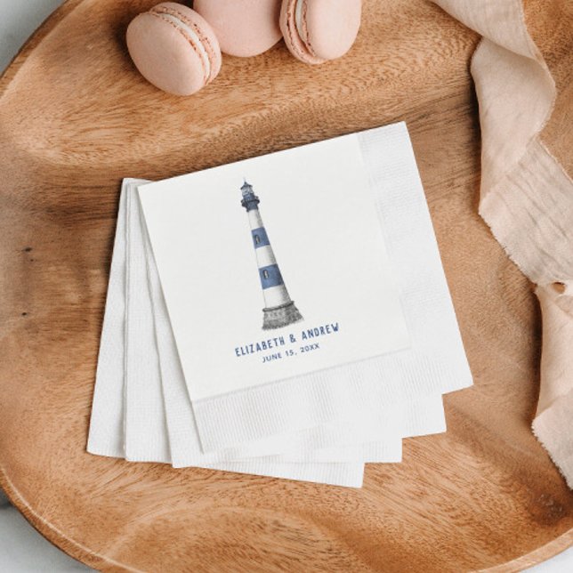 Blue and White Lighthouse Wedding Napkins (Creator Uploaded)