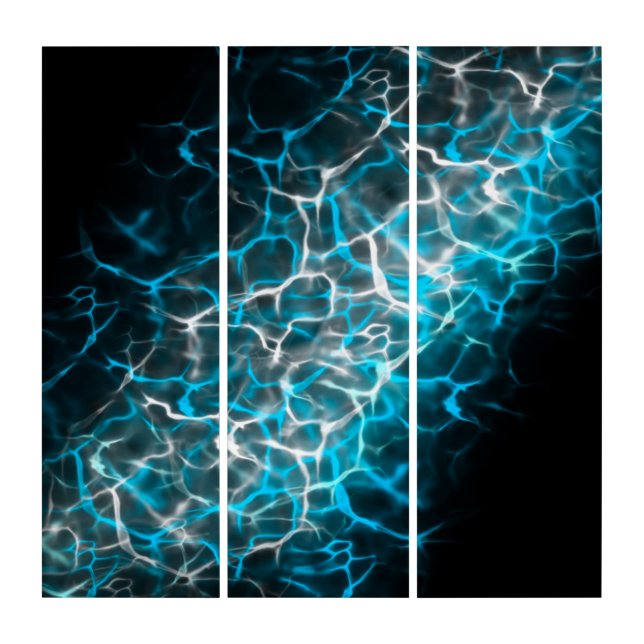 Blue and White Lightning Water Reflection  Triptych (Front)