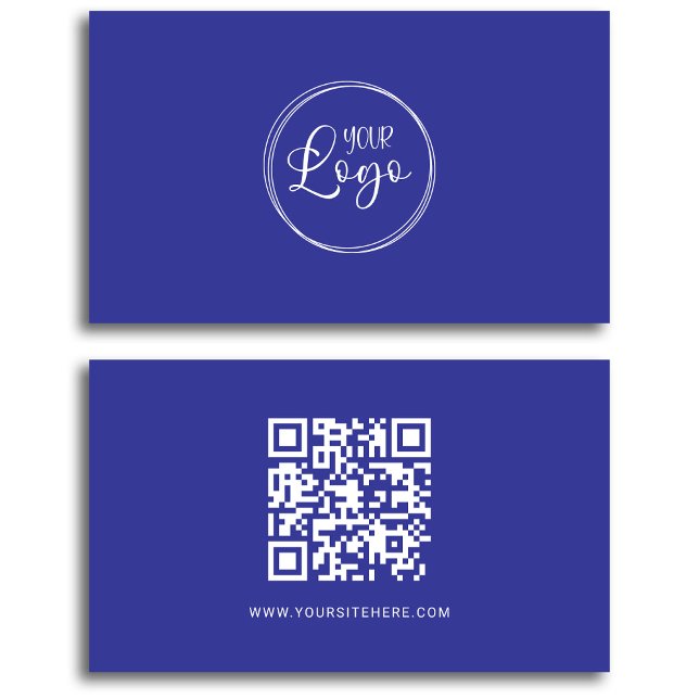 Blue and White Logo Minimalist QR Code Business Card (Blue and White Logo Minimalist QR Code Business Card)