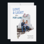 Blue and White Love and Light from Maine Holiday Card<br><div class="desc">You're proud to be from Maine, send out some light hearted state pride this holiday season with this one photo Hanukkah holiday card featuring textured type in periwinkle blue and navy and accented with snowflakes. Personalize with your own message of cheer, location, the year, your family name text and three...</div>