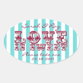 Blue And White Love Is Sweet Sticker by Cards_by_Cathy at Zazzle