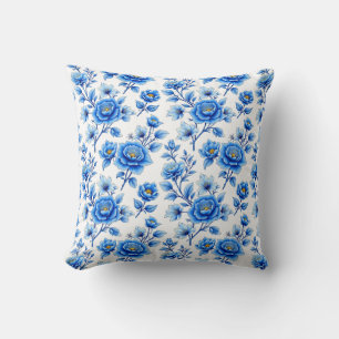 Blue and White Magic Throw Pillow