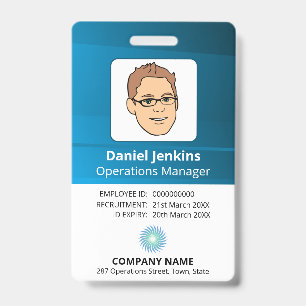 Blue And White Manager Employee ID With Logo Badge