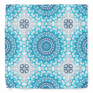 Blue and White Mandala Frosted Winter Geometric Bandana