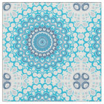 Blue and White Mandala Frosted Winter Geometric Fabric