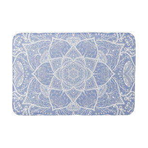 Blue and White Mandala - Loergann in Blueberry Bath Mat
