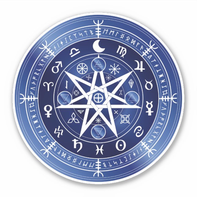 Blue and white  mandala symbol of protection vinyl sticker (Front)