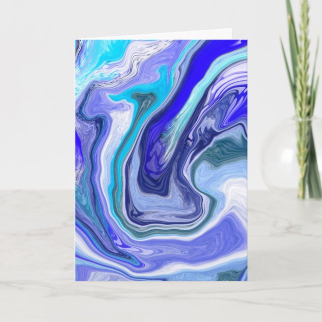 Blue and White Marble Birthday Card (Front)
