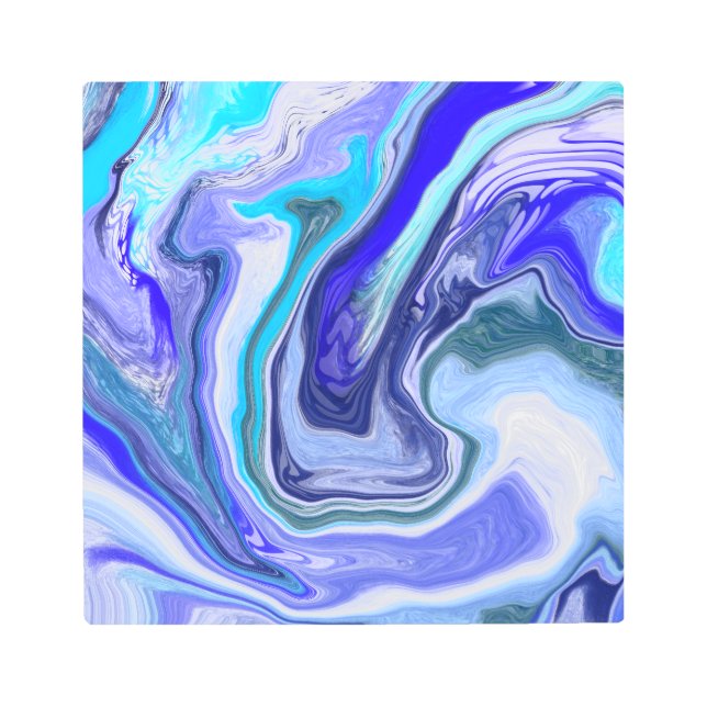 Blue and White Marble Fluid Art (Front)