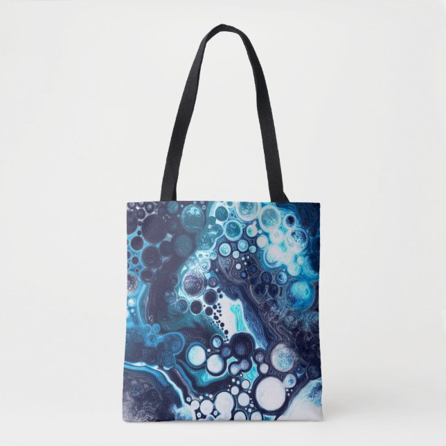Blue and White Marble Fluid Art   Tote Bag (Front)