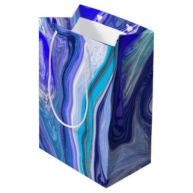 Blue and White Marble    Medium Gift Bag (Back Angled)