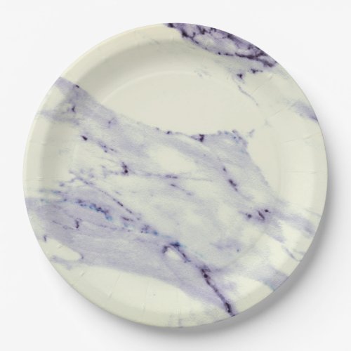 Blue and White Marble Paper Plates