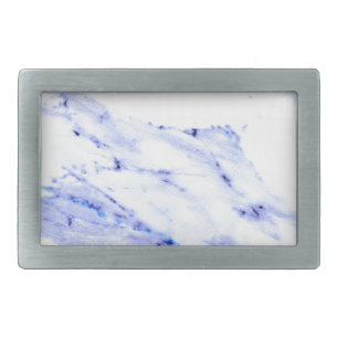 Blue and White Marble Rectangular Belt Buckle