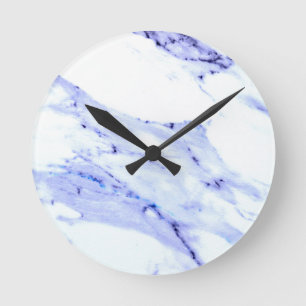 Blue and White Marble Round Clock