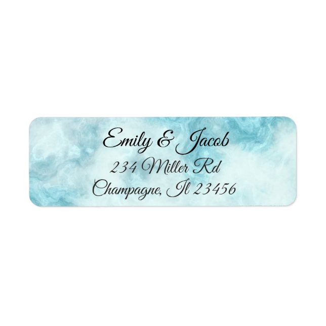 Blue and White Marble Script Return Address Labels (Front)