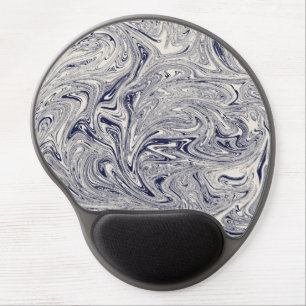 Blue and White Marble Swirl Gel Mouse Pad