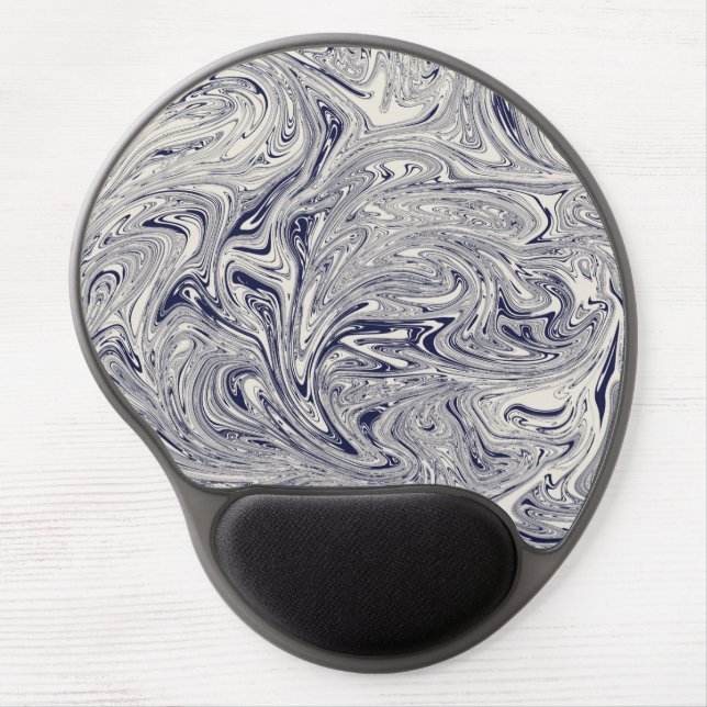 Blue and White Marble Swirl Gel Mouse Pad (Front)