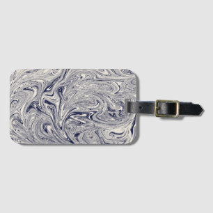 Blue and White Marble Swirl Luggage Tag