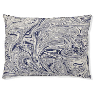 Blue and White Marble Swirl Pet Bed