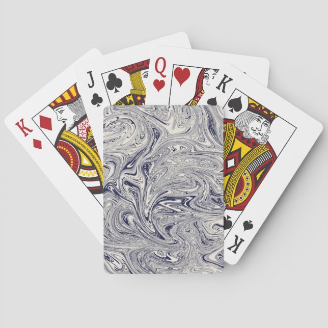 Blue and White Marble Swirl Poker Cards (Back)
