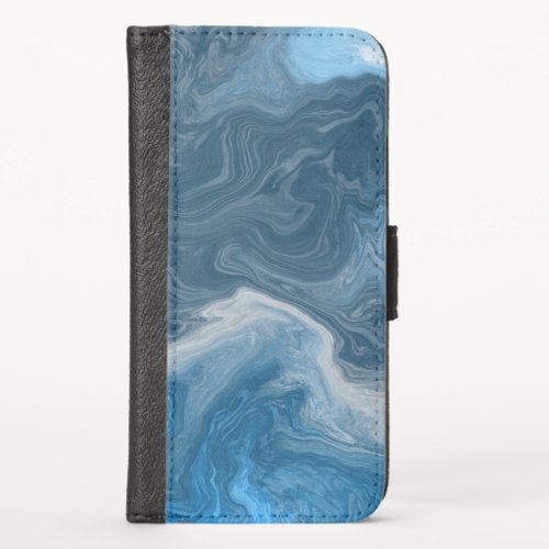 Blue and White Marble Water like Fluid Art   iPhone X Wallet Case