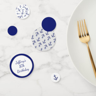 Blue and white marine anchor confetti