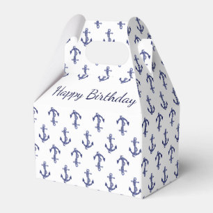 Blue and white marine anchor favor boxes