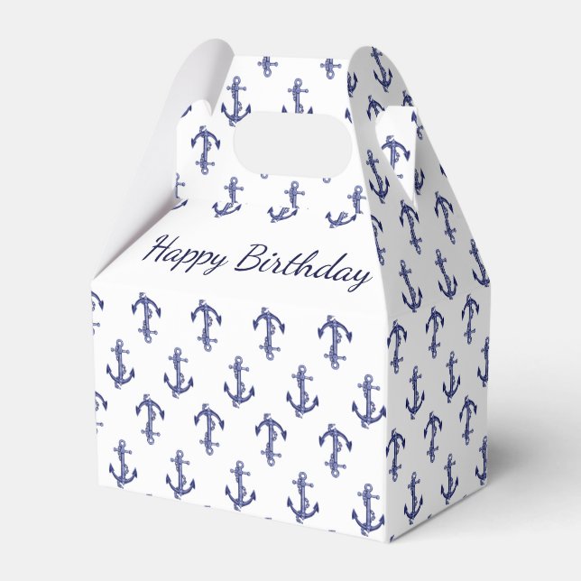 Blue and white marine anchor favor boxes (Front Side)