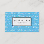 Blue and white math tutor typography business card<br><div class="desc">A simple modern design featuring some math formulas written in white on a bright blue background with a white box in the center for your name and profession. This would be ideal for a math tutor.</div>