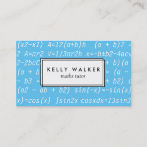 Blue and white math tutor typography business card